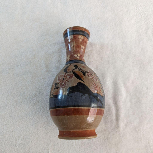 Vintage Tonala Hand Painted Mexican Folk art Pottery Vase - Picture 11 of 15
